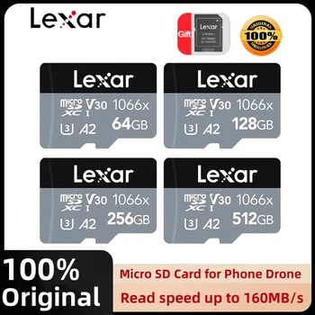 Lexar 1066x Карта Памяти 512 ГБ 256 ГБ 128 ГБ 64 ГБ SDXC Класса 10 До 160 МБ/с. Micro SD Карта A2 U3 V30 TF Карта для Телефона дрона