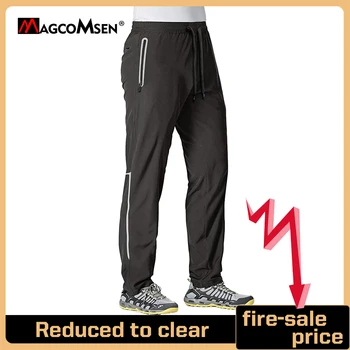 MAGCOMSEN Летние быстросохнущие спортивные штаны мужские брюки для бега трусцой со светоотражающей полосой и карманом на молнии, спортивные брюки для фитнеса