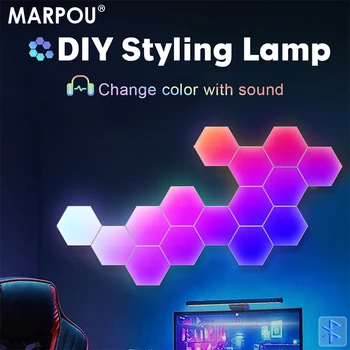 MARPOU DIY Styling светодиодная лампа RGB Умные светодиодные фонари для декора комнаты с дистанционным управлением приложением ночник для украшения спальни дома