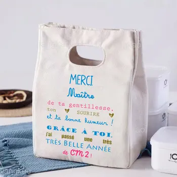 Merci Maitre & Maitresse Сумка для ланча с принтом, термоизолированные сумки для Бенто, сумка-холодильник для хранения школьной еды, подарок на Выпускной на День учителя