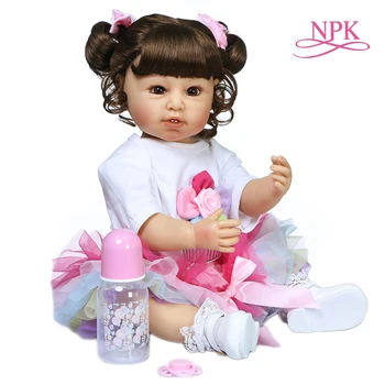 NPK 55 СМ bebe girl reborn малыш кукла реалистичная мягкая на ощупь силиконовая гибкая водонепроницаемая игрушка для ванной всего тела
