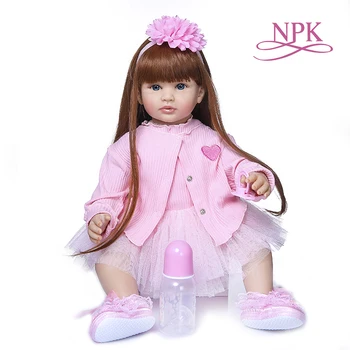 NPK 60 СМ кукла для маленьких девочек Boneca Reborn для малышей Мягкая силиконовая ткань для тела Реалистичная кукла Bebe Reborn