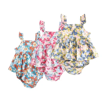 Sanlutoz/ Комплекты одежды с цветочным рисунком для маленьких девочек, модные топы без рукавов + шорты, милая одежда для малышей