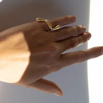 SHANICE Открытое Кольцо Из Стерлингового Серебра 925 Пробы С Преувеличенным Твистом Геометрическое Кольцо Для Женщин Минималистичный дизайн Ювелирных Изделий Подарок На Палец