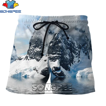 SONSPEE Fashion Серия Mysterious Snow Mountain, мужские шорты с 3D-печатью, Летняя творческая личность, повседневный хип-хоп