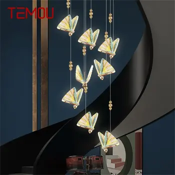 TEMOU Nordic Butterfly Люстра Светильники Светильники Современные Подвесные светильники Домашние светодиодные для лестничного холла
