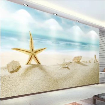 wellyu papel-de-parede Обои на заказ Морской пляж морская звезда свежий средиземноморский фон стены из папье-маше tapety