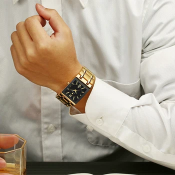 WWOOR Мужские часы Лучший бренд Класса Люкс Золотые Квадратные Аналоговые кварцевые часы мужские Водонепроницаемые Золотые Мужские наручные часы Мужские часы 2019