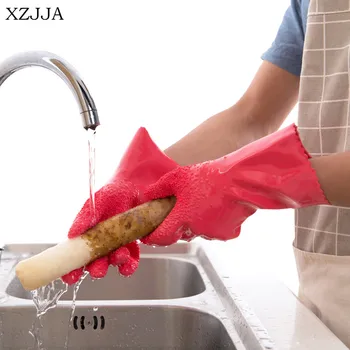 XZJJA 1 шт., Перчатка для домашнего пилинга, мытья посуды, Кухонная щетка для чистки картофеля и овощей, Домашняя работа, чистая противоскользящая перчатка