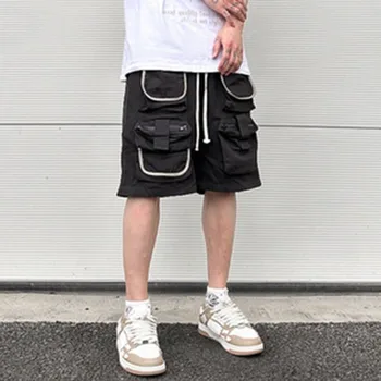 Y2K С множеством карманов, Широкие шорты-карго в стиле Vibe, мужские летние Мешковатые повседневные брюки длиной до колен в стиле хип-хоп, Свободные короткие