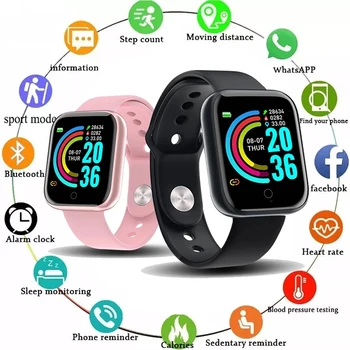 Y68 Смарт-часы Мужские Женские Наручные Часы D20 Smartwatch Электронные Часы Фитнес-монитор Подарок на День Рождения для браслета Xiaomi Huawei