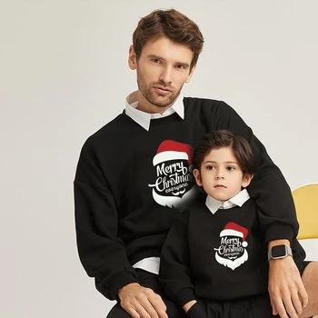 YAGIMI Новая Рождественская семейная куртка с круглым вырезом, без бархатного свитера с длинным рукавом, креативная пижама для родителей и детей с мультяшным принтом