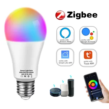 ZigBee Smart Bulbs E27 Светодиодная лампа Smart Light Bulb RGB 220V 110V Работает с приложением Tuya Smart Life Smartthings Alexa Hub Google Home