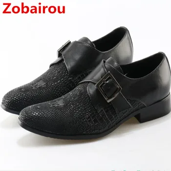 Zobairou/ роскошные черные лоферы с шипами, слипоны со стразами, мужская кожаная обувь на плоской подошве, итальянские модные оксфорды для мужчин, обувь для выпускного вечера