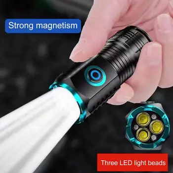 Аварийный фонарик Высокой яркости, водонепроницаемый, несколько режимов освещения, портативный мини-фонарик с хвостовым магнитом, принадлежности для кемпинга