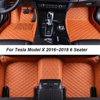 Автомобильные коврики для Tesla Model X 2016 ~ 2018 6-местный Центр автоматической доставки Интерьерных аксессуаров Кожаные ковры-накладки для ног