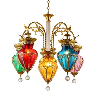 Американская ресторанная люстра, бар, клубная цветная турецкая лампа, хрустальные декоративные тайские лампы