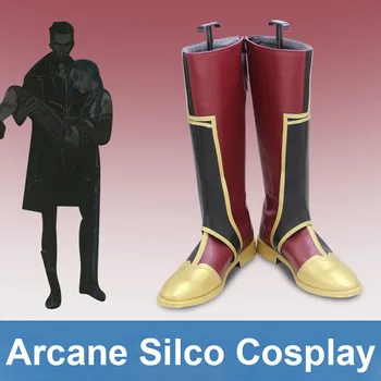 Аниме Silco Arcane Косплеи Игра LOL Arcane Silco Аксессуары для Косплея для мужчин Униформа на Хэллоуин Игровая Обувь Парик