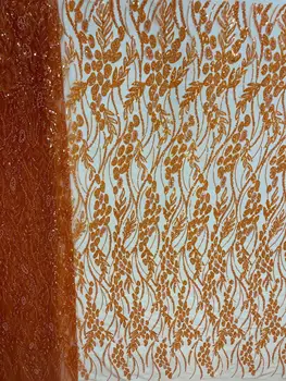 Африканская кружевная ткань С бисером, кружево 2023, Высококачественный кружевной материал, Нигерийские Французские блестки, Кружевная ткань для свадебного платья