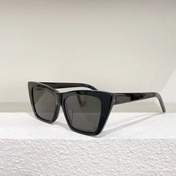 Белый бренд Ацетат Черные солнцезащитные очки Прямоугольные Странные ацетатные очки Черные Дизайнерские большие очки КОШАЧИЙ ГЛАЗ Женские SL276