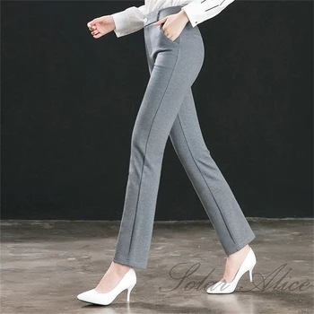 Бесплатная доставка 2022 Женские осенние новые прямые повседневные брюки с высокой талией, тонкие стрейчевые деловые брюки для мамы