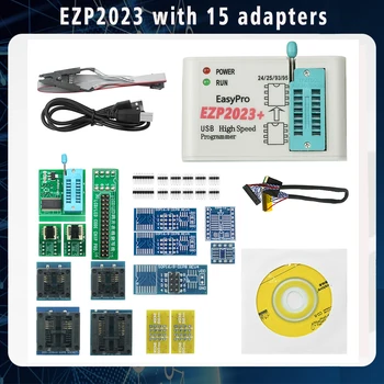 Бесплатная Доставка EZP2023 Высокоскоростной USB SPI Программатор + 15 Адаптеров Поддержка 24 25 93 95 EEPROM 25 Flash BIOS Чип Обновления EZP2019