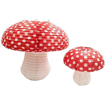 Большие бумажные фонарики в форме грибов для декора вечеринки по случаю Дня рождения, подвесной фон с 3D-орнаментом в виде грибов для детских душевых