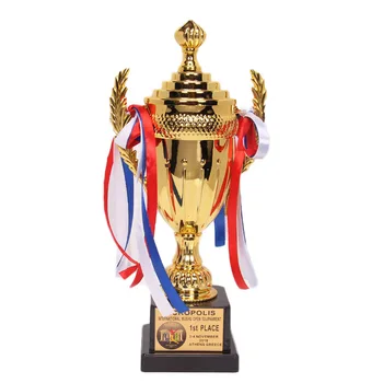 Большой Золотой кубок с трофеями, Изготовленный на заказ Трофей, Красочная лента, Золотая Награда За спортивные турниры, соревнования, футбол, матч Футбольной лиги