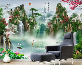бэйбехан Красивый пейзаж в китайском стиле водопад украшение стен 3D обои высокогорная индивидуальность водное папье-маше