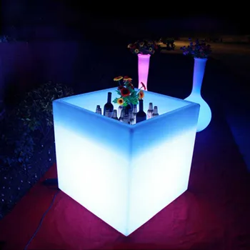 Ведерко для шампанского На открытом воздухе /в помещении Аккумуляторный ПОЛУАККУМУЛИРУЮЩИЙ светодиодный кубик RGB, меняющий цвет, Светящаяся мебель, Ведерко для льда, Цветочный горшок, кашпо