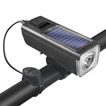 Велосипедная фара на солнечной энергии, заряжаемая через USB, водонепроницаемая звуковая лампа для ночного освещения
