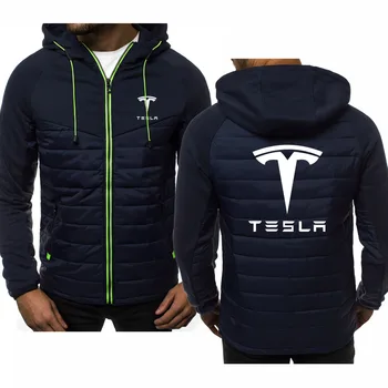 Весенне-осенняя мужская куртка с логотипом автомобиля Tesla, модная верхняя одежда, Высококачественные топы, повседневные мужские толстовки большого размера, толстовка на молнии