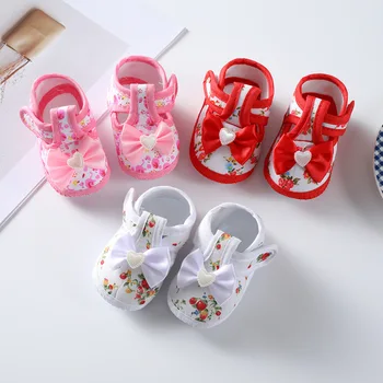 Весенние новые туфли принцессы для малышей 0-1 лет с милым бантиком, мягкая подошва, обувь для прогулок для новорожденных, обувь для прогулок Love Baby