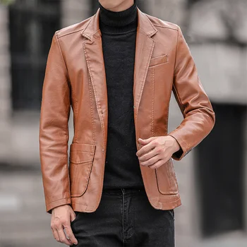 Весенний новый модный тренд, приталенный красивый костюм, кожаная куртка