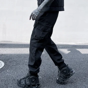 Весна 2023, корейский стиль, уникальный дизайн карманов, брюки-карго, мужские повседневные свободные брюки-балки для мужчин, размер M-3XL