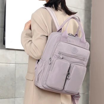 Водонепроницаемый модный рюкзак, женский, нейлоновый, с мягкой ручкой, с несколькими карманами, на молнии, женские школьные сумки, рюкзак для ноутбука, Bolsas