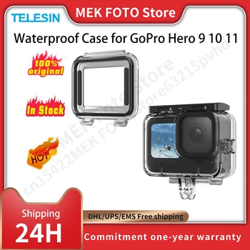 Водонепроницаемый чехол TELESIN с защитой от запотевания под водой, объектив из закаленного стекла, чехол для корпуса для дайвинга для GoPro Hero 9 10 11 Черный