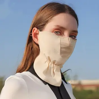 Водящая Дышащая Регулируемая пряжка Из Ледяного шелка, маска для лица с защитой от ультрафиолета, Шарф для лица, Головной платок