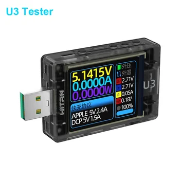 Вольтметр тока U3 USB-тестер QC5 PD обнаруживает пульсацию спектра протокола быстрой зарядки PPS.