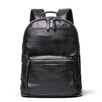Высококачественный Новый кофейно-коричневый Черный Мужской рюкзак из натуральной кожи, мужская сумка через плечо из воловьей кожи, дорожные сумки для ноутбука, школьные сумки для мальчиков
