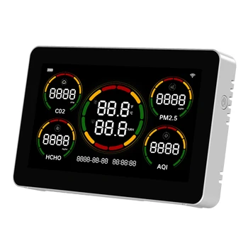 Высокоточный интеллектуальный Wifi-монитор качества воздуха Zigbee Co2 Pm2.5 Tvoc Hcho для приложения Tuya Smart Life