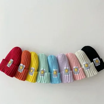 Вязаная детская шапочка-бини для новорожденных, детская вязаная шапка с героями мультфильмов для мальчиков и девочек, теплая шапка 0-6 лет