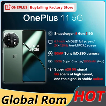 Глобальная встроенная память OnePlus 11 5G Сотовый телефон 6,7 дюймов 2K 120Hz AMOLED LTPO 3.0 гибкий изогнутый дисплей Snapdragon 8 Gen 2 100W SuperVOOC