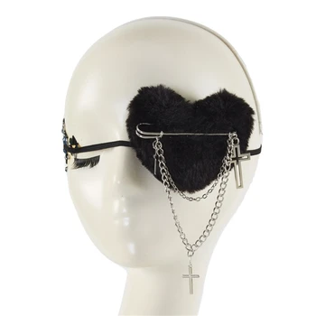 Готическая повязка на глаз на Хэллоуин-косплей Повязка на глаз с подвеской-цепочкой, маска для одного глаза в форме сердца, маска для глаз для женщин R7RF