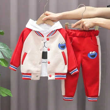 Детская куртка-бомбер из трех предметов, детские куртки с героями мультфильмов, спортивный костюм с капюшоном для девочек, весенне-осенние комплекты детской одежды 2023 года.
