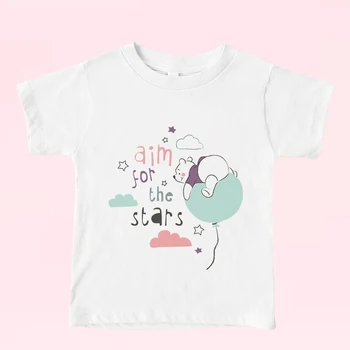 Детская футболка Kawaii Winnie Pooh Disney, белая футболка с коротким рукавом, минималистичная модная детская футболка, топы унисекс, футболки Harajuku