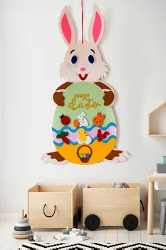 Детские войлочные игрушки ручной работы Пасхальные яйца с кроликами, подвеска 