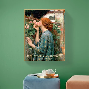 Джон Уильям Уотерхаус Картина Душа Розы Плакат Печать на Холсте Галерея Настенных Картин Для Гостиной Украшения дома