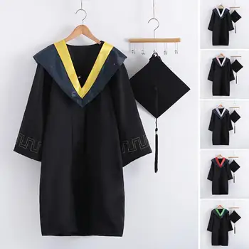 Для взрослых, застежка на молнию, Университетское академическое выпускное платье, халат, кепка, свободное выпускное платье Унисекс для выпускника