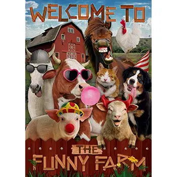 Добро пожаловать на веселую ферму, Весенний сарай, Лошадь, корова, Кошка, Собака, Декоративный Садовый флаг, Петух, овца, свинья, дом для животных